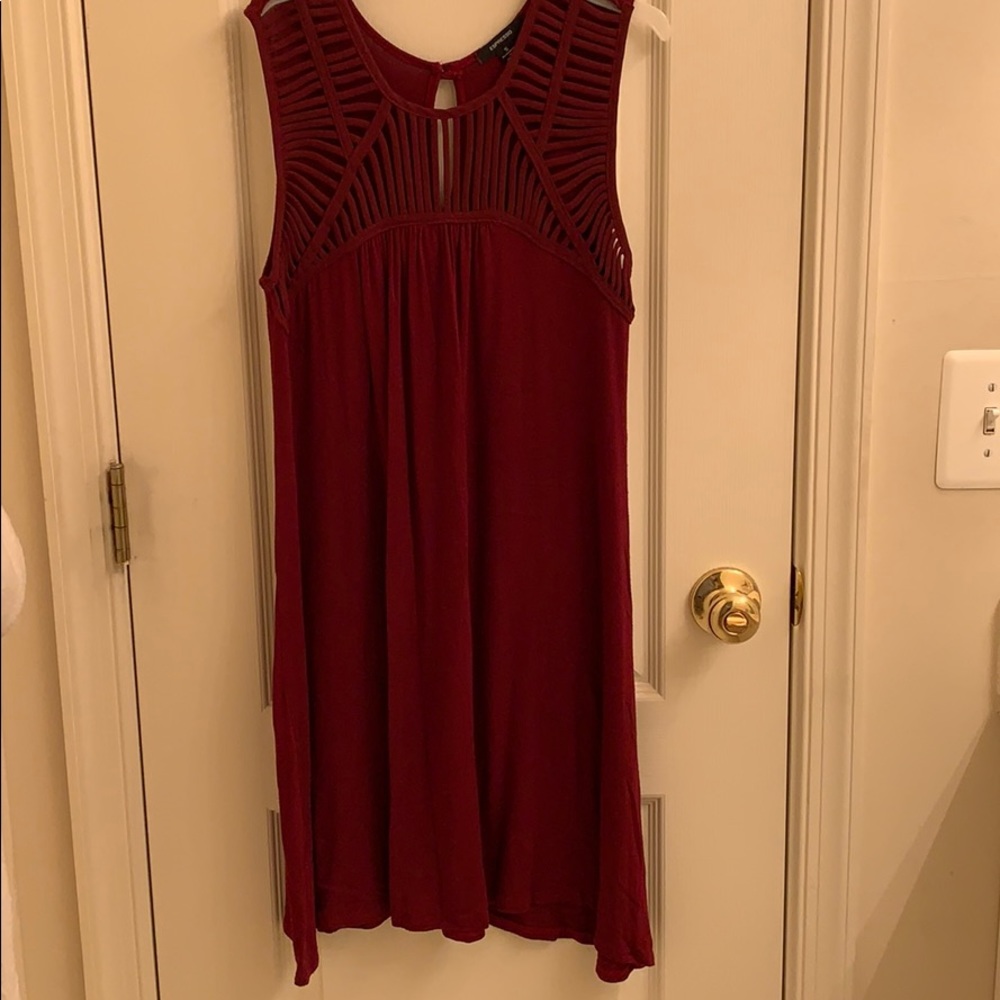 Maroon Caged Neck Dress